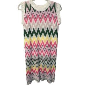 Vintage Mod Chevron Zig Zag Knit Sheath Mini Dress